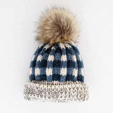 Check Pom Pom Beanie