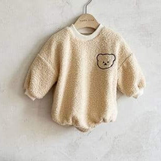 Sherpa Embroidered Bear Romper