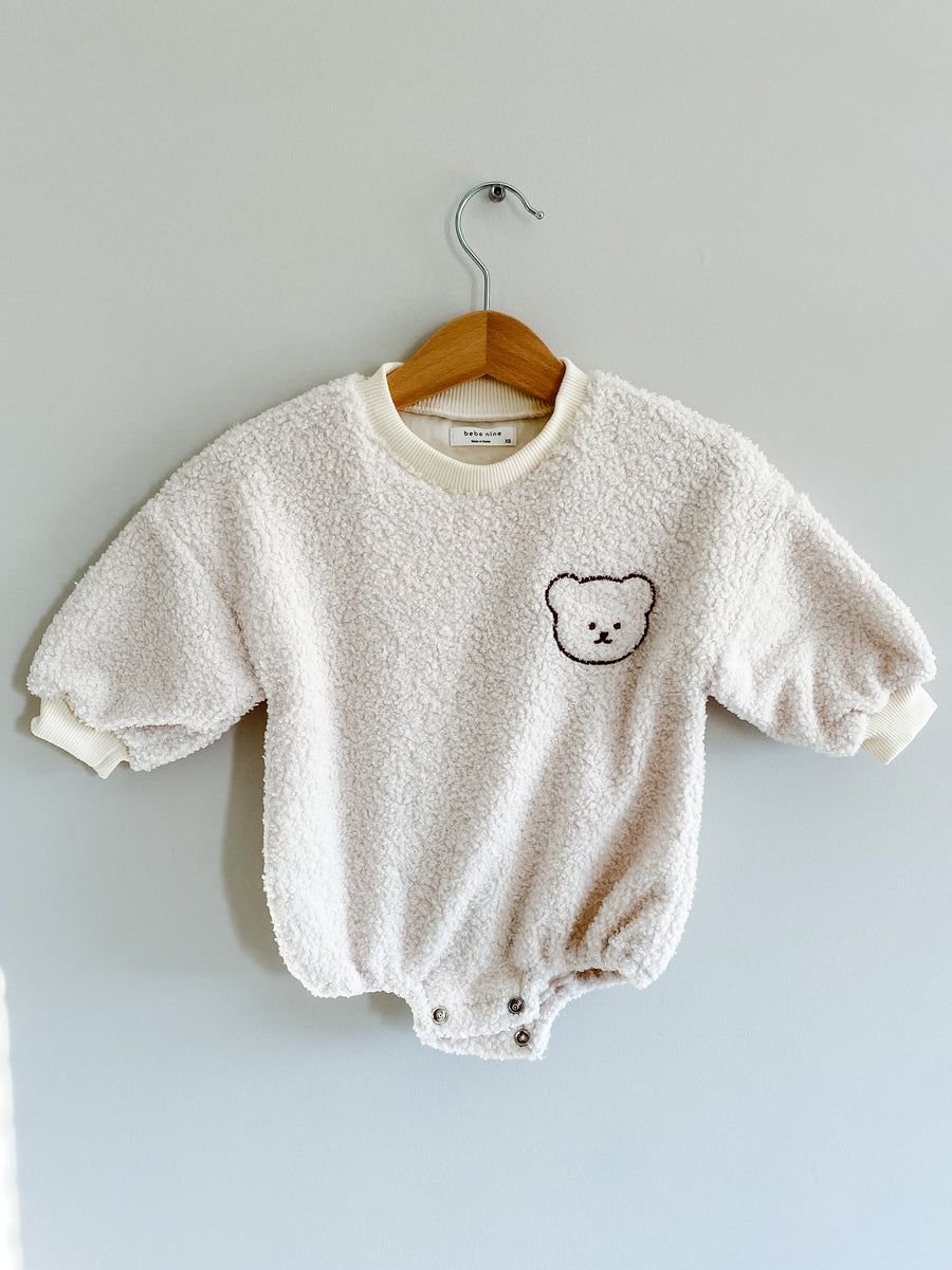 Sherpa Embroidered Bear Romper