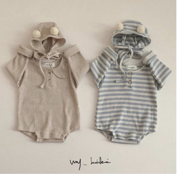 Waffle Romper with Bonnet